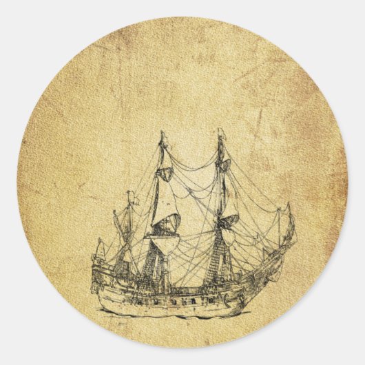  oud schip uit de nautische klasse ronde sticker (Voorkant)