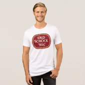 Oud School 90s Moutbier 40oz Labelontwerp Tri-Blend Shirt (Voorkant volledig)