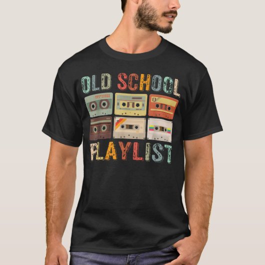 oud-school afspeellijst grappig t-shirt (Voorkant)
