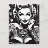 Oud-school alternatieve getatoeëerde vrouw briefkaart (Voorkant)