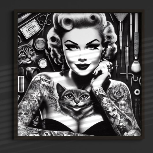Oud-school alternatieve getatoeëerde vrouw poster