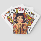 Oud-school getatoeëerd meisje pokerkaarten (Achterkant)