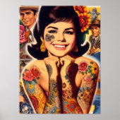 Oud-school getatoeëerd meisje poster (Voorkant)