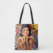 Oud-school getatoeëerd meisje tote bag (Voorkant)