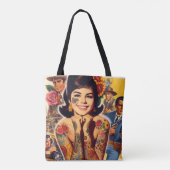 Oud-school getatoeëerd meisje tote bag (Achterkant)