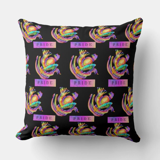 Oud school tatoeage ontwerp in pride kleuren kussen (Voorkant)