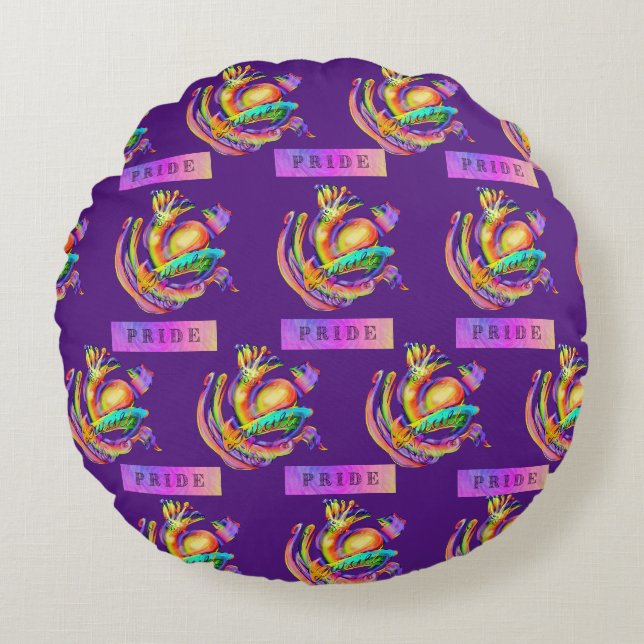 Oud school tatoeage ontwerp in pride kleuren rond kussen (Voorkant)