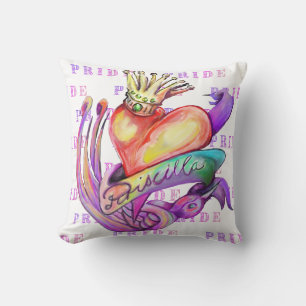 Oud school tattoo in pride kleuren kussen