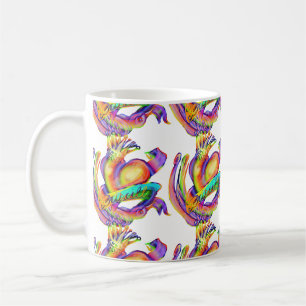 Oud school tattoo in regenboogkleuren koffiemok