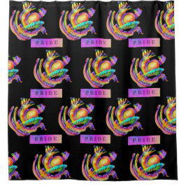 Oud school tattoo ontwerp in pride kleuren douchegordijn