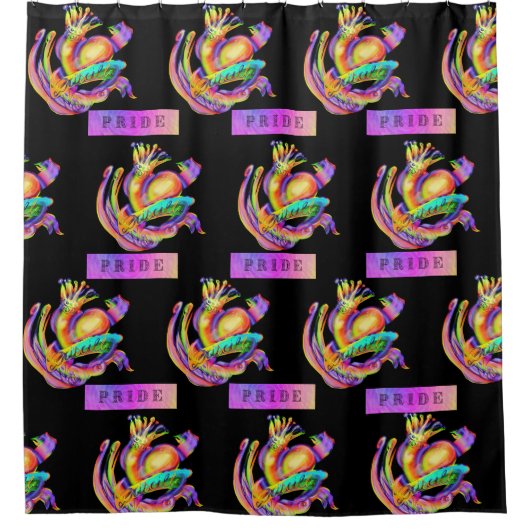 Oud school tattoo ontwerp in pride kleuren douchegordijn (Voorkant)