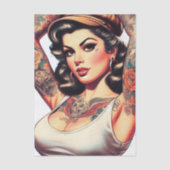 Oud School Tattoo Pin-up Tissuepapier (Voorkant)