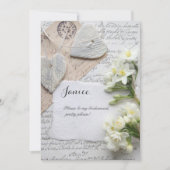 Oud schrift met hart en bloemen kaart (Voorkant)