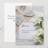 Oud schrift met hart en bloemen kaart (Voorkant / Achterkant)