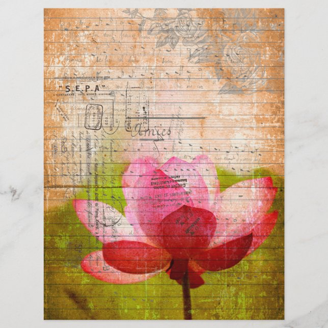 Oud sepia bloem oud handschrift papier  (Voorkant)
