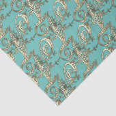 Oud Sierlijk Gouden Monogram V Tissuepapier (Detail)