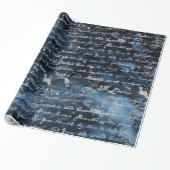 Oud Silver Script Navy Blue Cadeaupapier (Uitgerold)