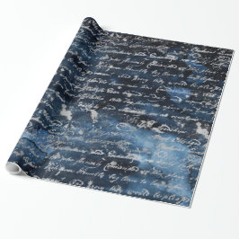 Oud Silver Script Navy Blue Cadeaupapier