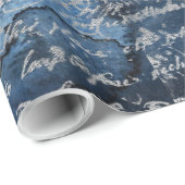 Oud Silver Script Navy Blue Cadeaupapier (Rol Hoek)