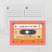 Oud Skool Oranje Cassette Mix Tape Briefkaart (Voorkant / Achterkant)