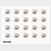 Oud Sneeuwachtig Cottage Aangepast Prettig Kerstfe Vierkante Sticker (Vel)