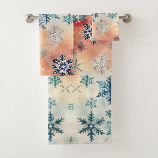 Oud Sneeuwvlokken Patroon - Bad Handdoek Set (Insitu)