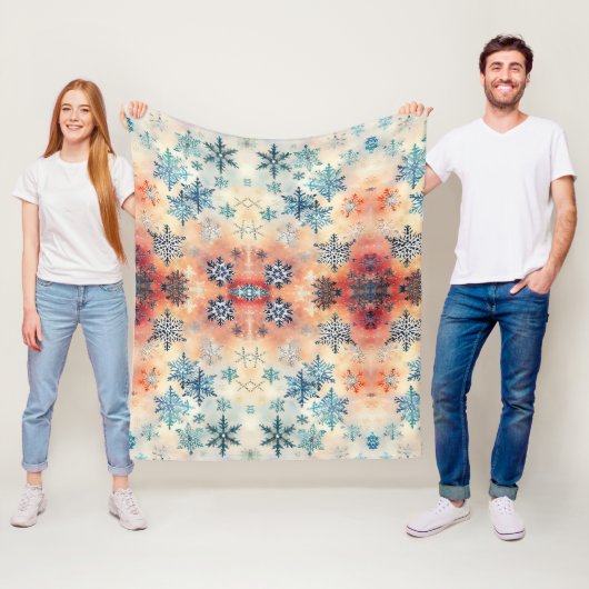 Oud Sneeuwvlokken Patroon - Fleece Deken (In situ)