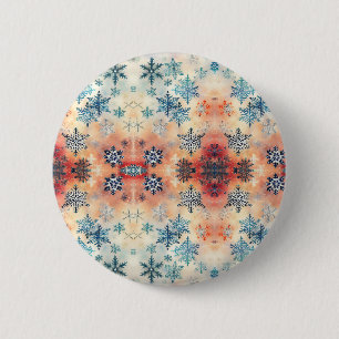 Oud Sneeuwvlokken Patroon - Knop Ronde Button 5,7 Cm