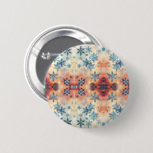 Oud Sneeuwvlokken Patroon - Knop Ronde Button 5,7 Cm (Voorkant /achterkant)