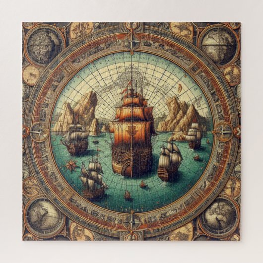 Oud Spaans zeilschip, kaart 3 Legpuzzel (Verticaal)