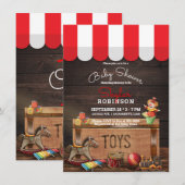 Oud  Speelgoed Houten Toybox Baby shower Kaart (Voorkant / Achterkant)