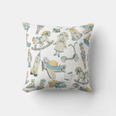 Oud Speelgoed Patroon Blauw/Geel ID783 Kussen (Voorkant)