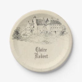 Oud  sprookje Castle Wedding Papieren Bordje