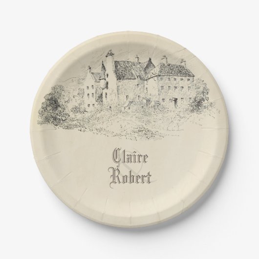 Oud  sprookje Castle Wedding Papieren Bordje (Voorkant)