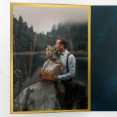 Oud Sprookjesboek Goud Smaragd Magisch Drieluik Uitnodiging (Binnenzijde eerst)