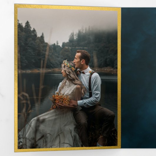 Oud Sprookjesboek Goud Smaragd Magisch Drieluik Uitnodiging (Binnenzijde eerst)