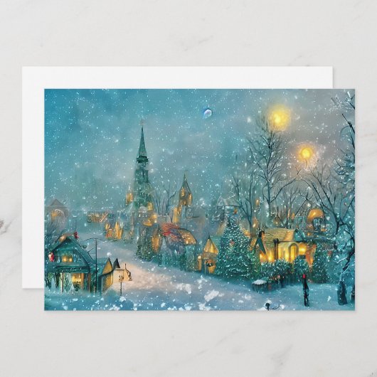 Oud stad Kerstbudget Kerstmis Feestdagenkaart (Voorkant / Achterkant)