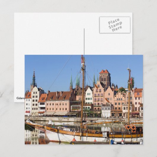 Oud stadje Gdansk in Polen Briefkaart (Voorkant / Achterkant)