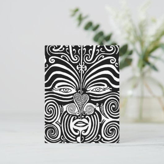 Oud stammen het tattooontwerp van Moko van Maori Briefkaart (Staand voorkant)