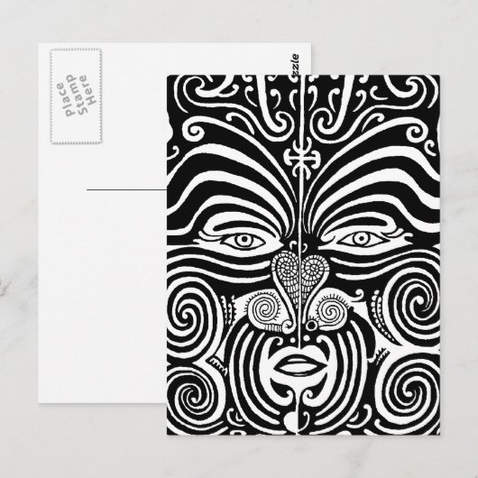 Oud stammen het tattooontwerp van Moko van Maori Briefkaart (Voorkant / Achterkant)