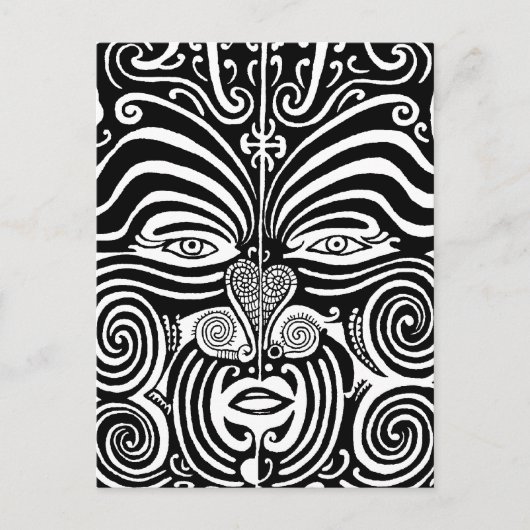 Oud stammen het tattooontwerp van Moko van Maori Briefkaart (Voorkant)