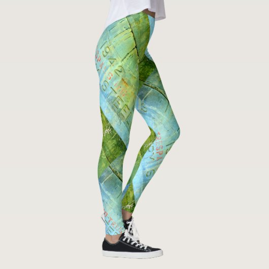 oud - steenblauw groen leggings (Rechts)