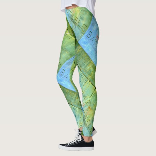 oud - steenblauw groen leggings (Links)