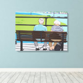 Oud stel op een bank canvasprint canvas afdruk (Insitu (Houten vloer))