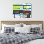 Oud stel op een bank canvasprint canvas afdruk (Insitu (Slaapkamer))