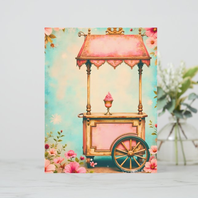 Oud stijl ijscowagen scrapbookpapier (Staand voorkant)
