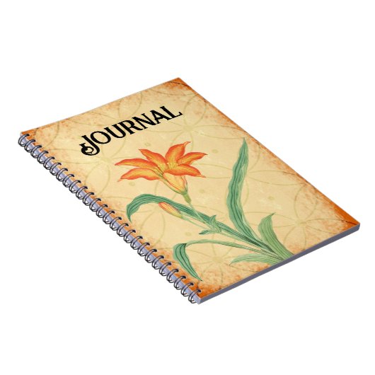 Oud Stijl Oranje Lelie Bloem Dagboek Notitieboek (Rechterzijde)