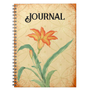 Oud Stijl Oranje Lelie Bloem Dagboek Notitieboek