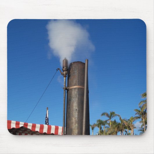 oud stoomfluitje met een witte pluim stoom muismat (Voorkant)