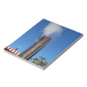 oud stoomfluitje met een witte pluim stoom notitieblok (Linkerzijde)